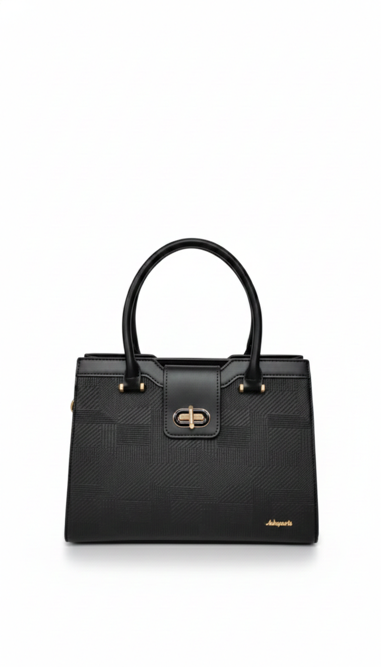 Classic Canvas Black Elegant Handbag