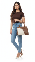 Premium Brown And White Elegant Handbag