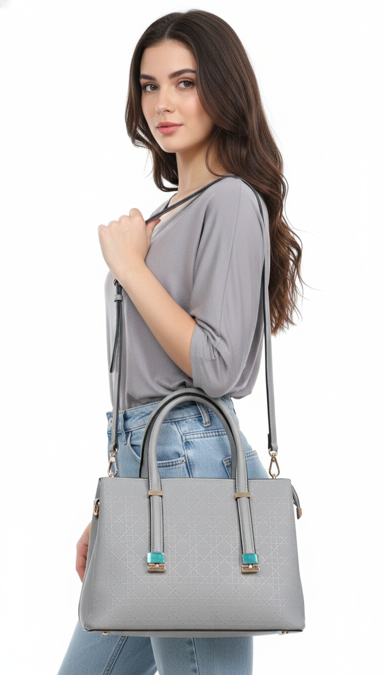 Super Classic Gray Elegant Handbag