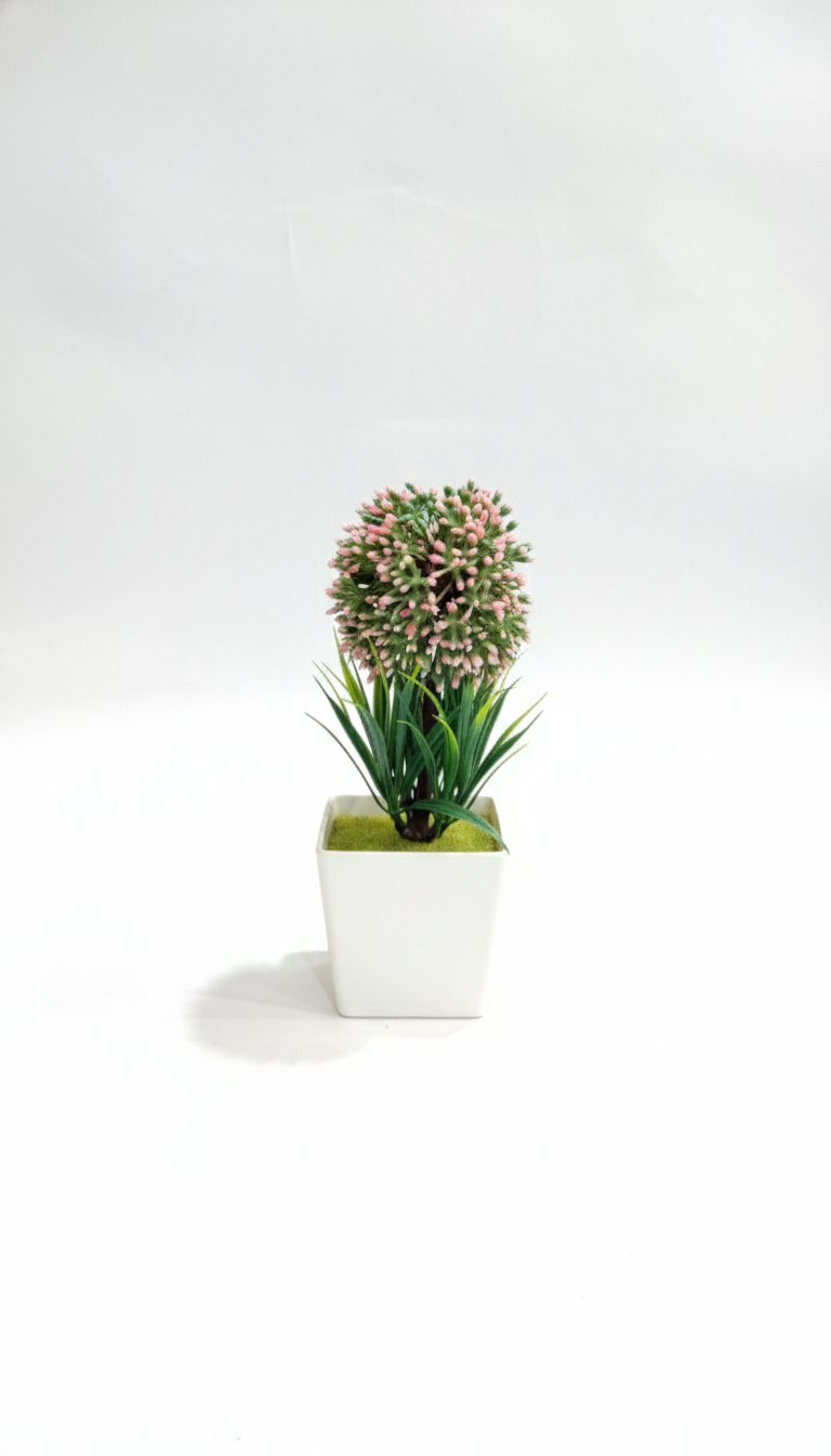 Dekorly Plastic Artificial Flower Plants with White Pot|Flower Plants for Home Office
