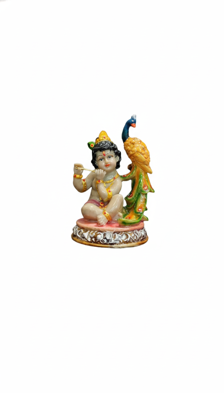 Polyresin Krishna Idols for Pooja Home Decor Car Dashboard Gift Multi Color