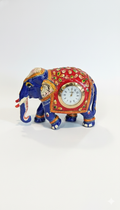 Metal Elephant with Clock SHOWPIECE Handicraft Gift Item with MEENAKARI Work- Best for Home Decor & Gifting- Side Table Clock