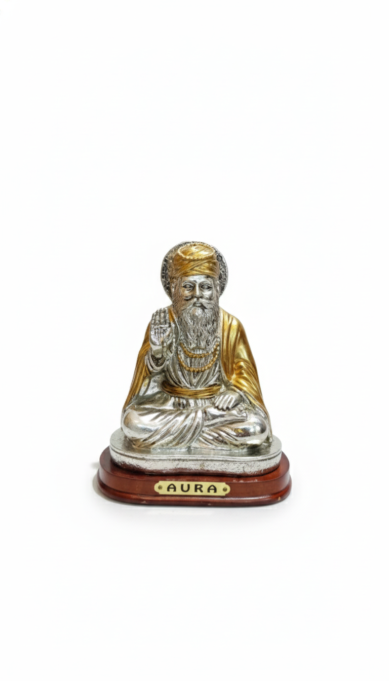 Brass Baba Guru Nanak Dev Ji miniature Statue Sacred Sikh Religious Sculpture