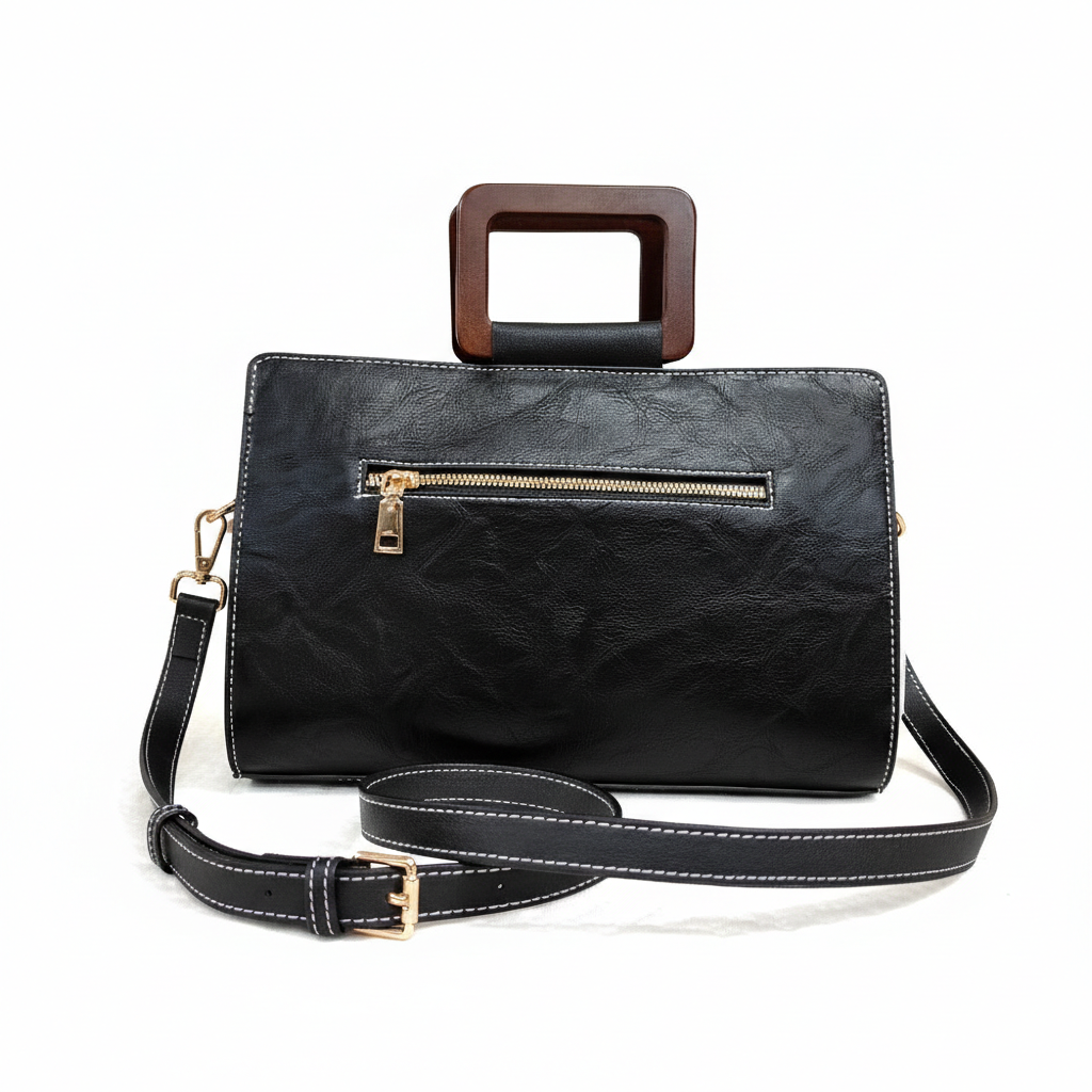 Super Classic Black Multicolour Thread Emboidered Elegant Handbag