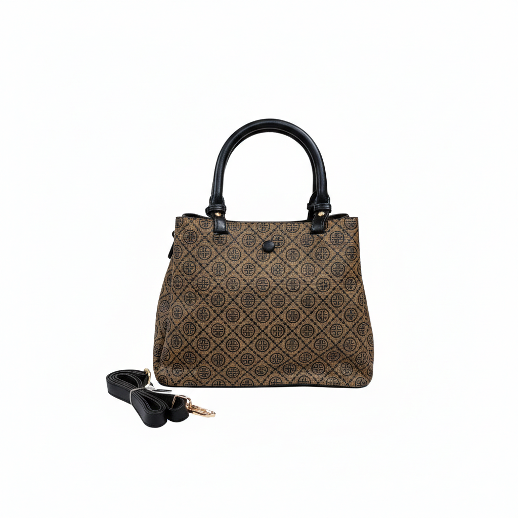 Super Classic Brown Printed Elegant Handbag