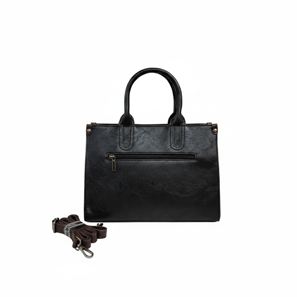 Super Classic Black Brownish Gold Floral And Scrollwork Elegant Handbag