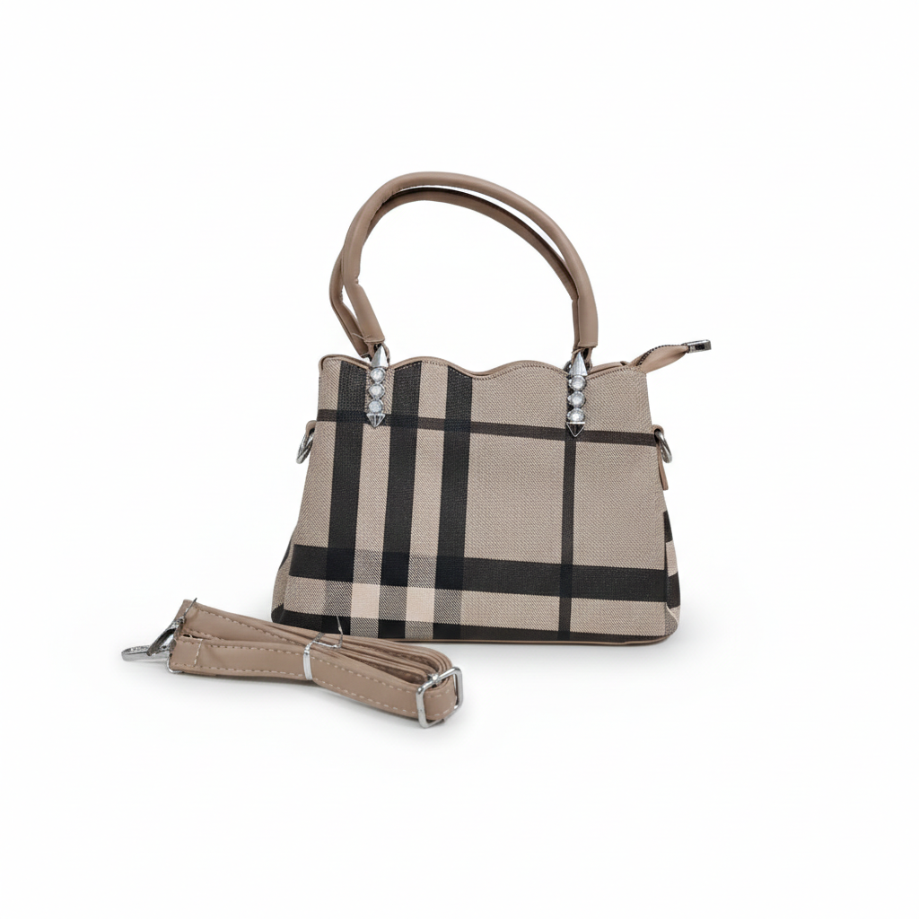 Super Classic Beige & Black Check Elegant Handbag