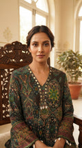 Women Multi Colour Mirror Silk Top Bottom