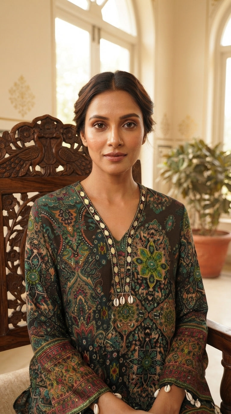 Women Multi Colour Mirror Silk Top Bottom