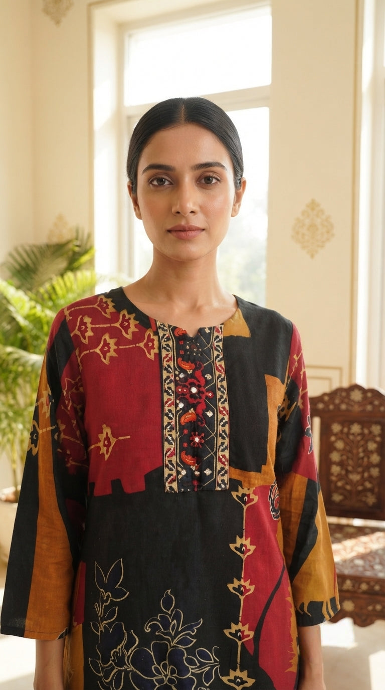 Women Multi Colour Printed Cotton Top Bottom