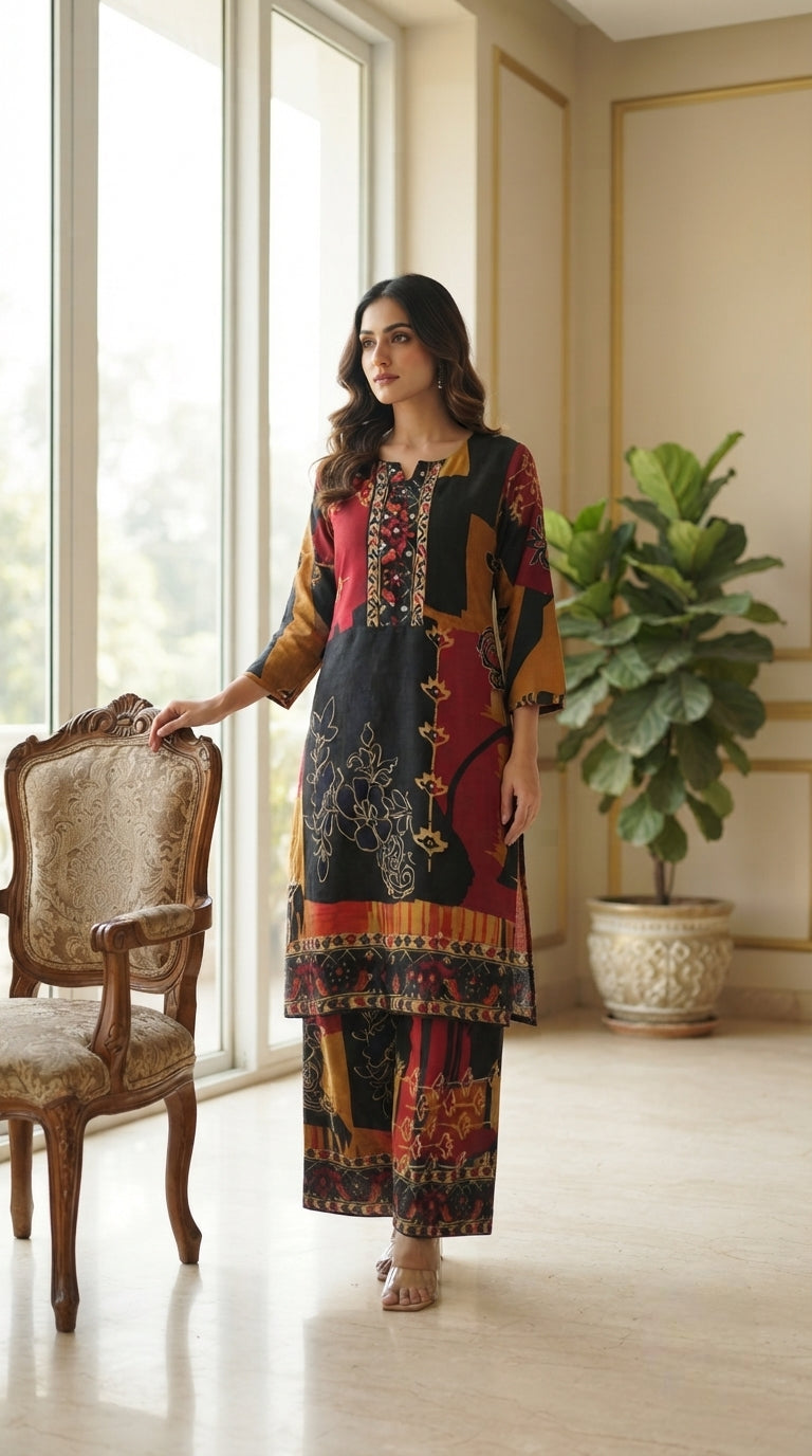 Women Multi Colour Printed Cotton Top Bottom