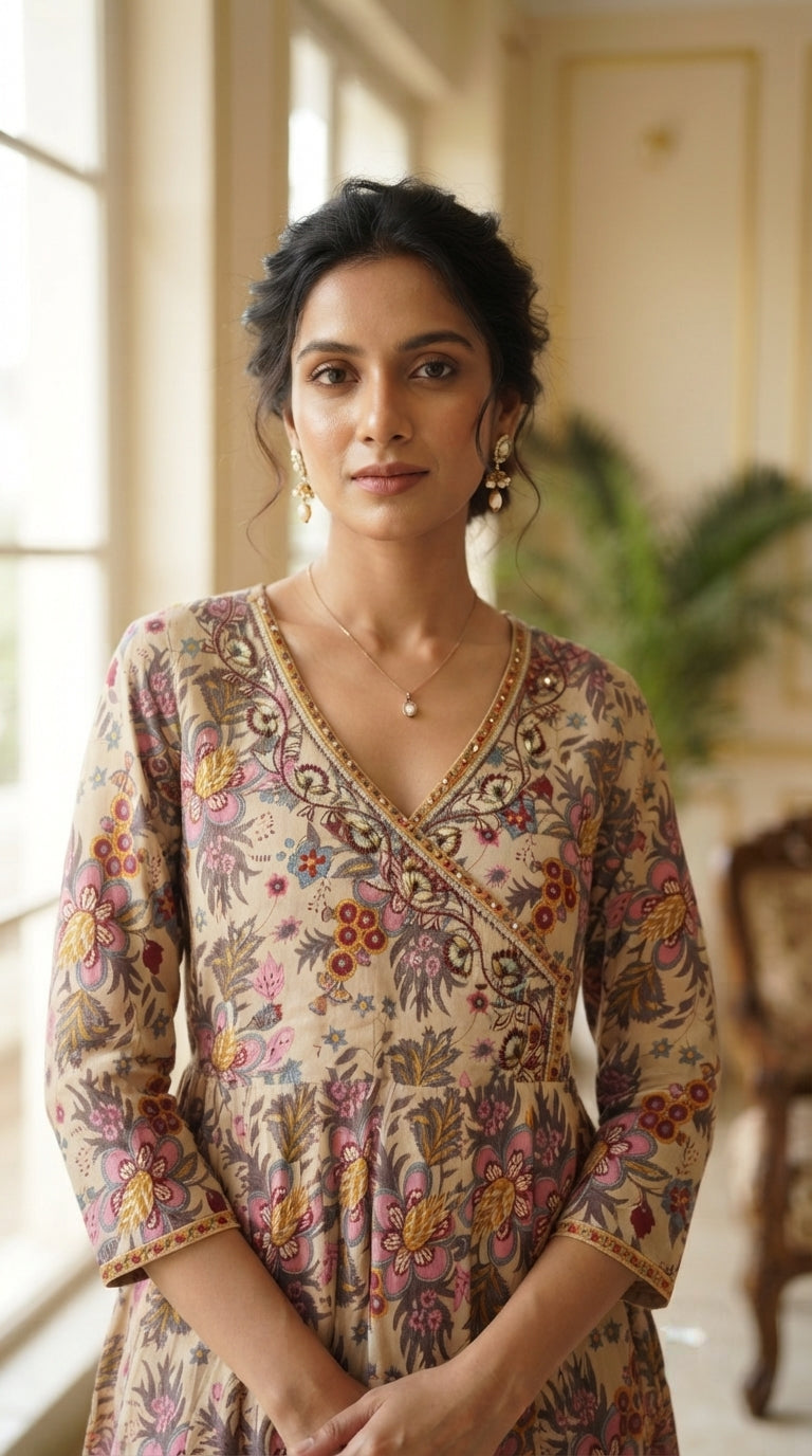 Women Multi Colour Embroidered Cotton Kurta Pant Dupatta