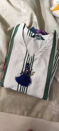 Women White Ethnic Cotton Kurta Pant Dupatta