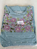 Women Blue Embroidered Cotton Kurta Only