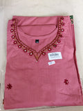 Women Pink Embroidered Cotton Kurta Pant