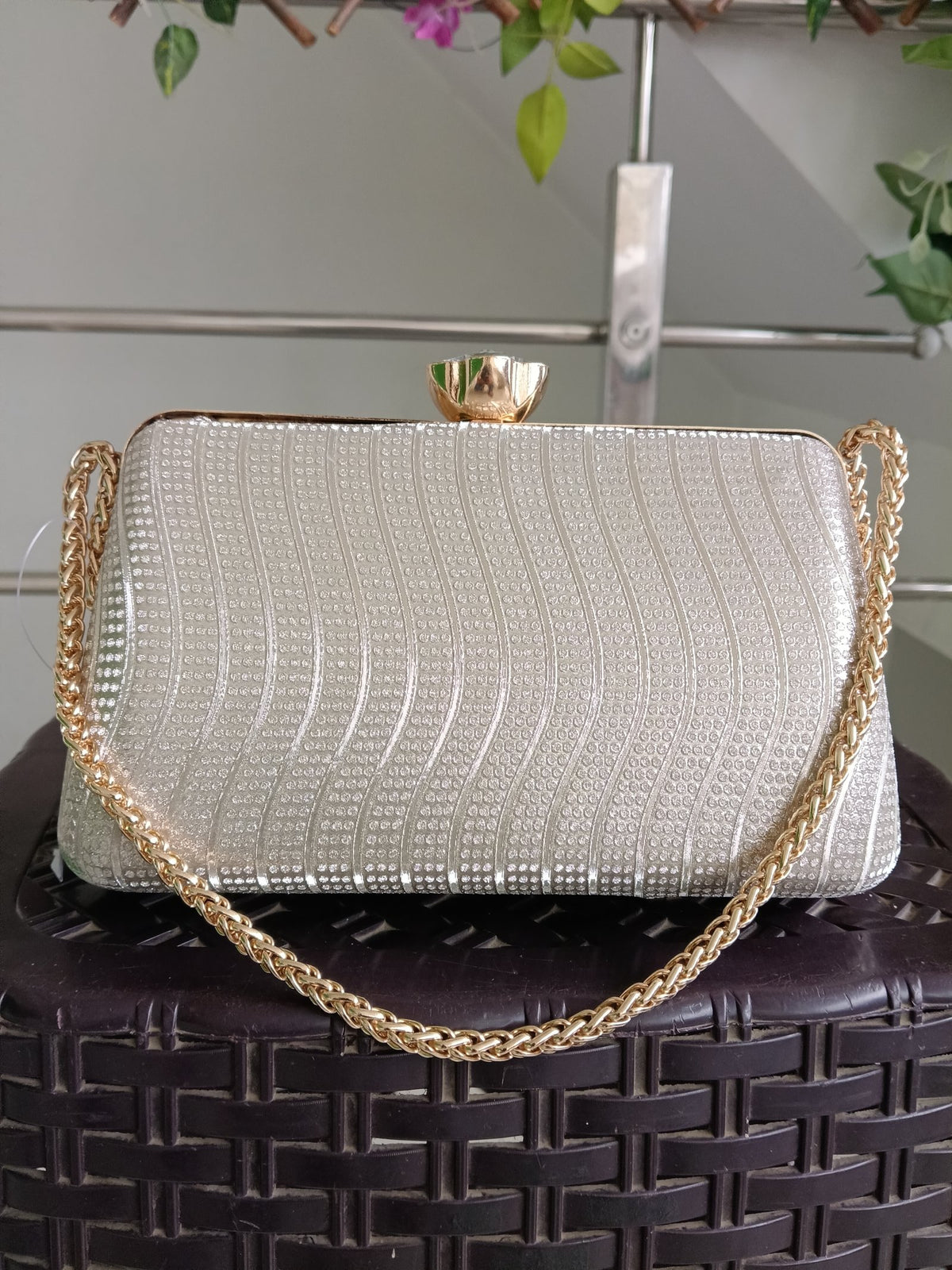 Women Gold Silver Shimmer Clutch