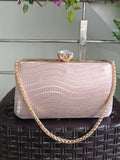 Women Rose Gold Shimmer Wave Clutch Bags