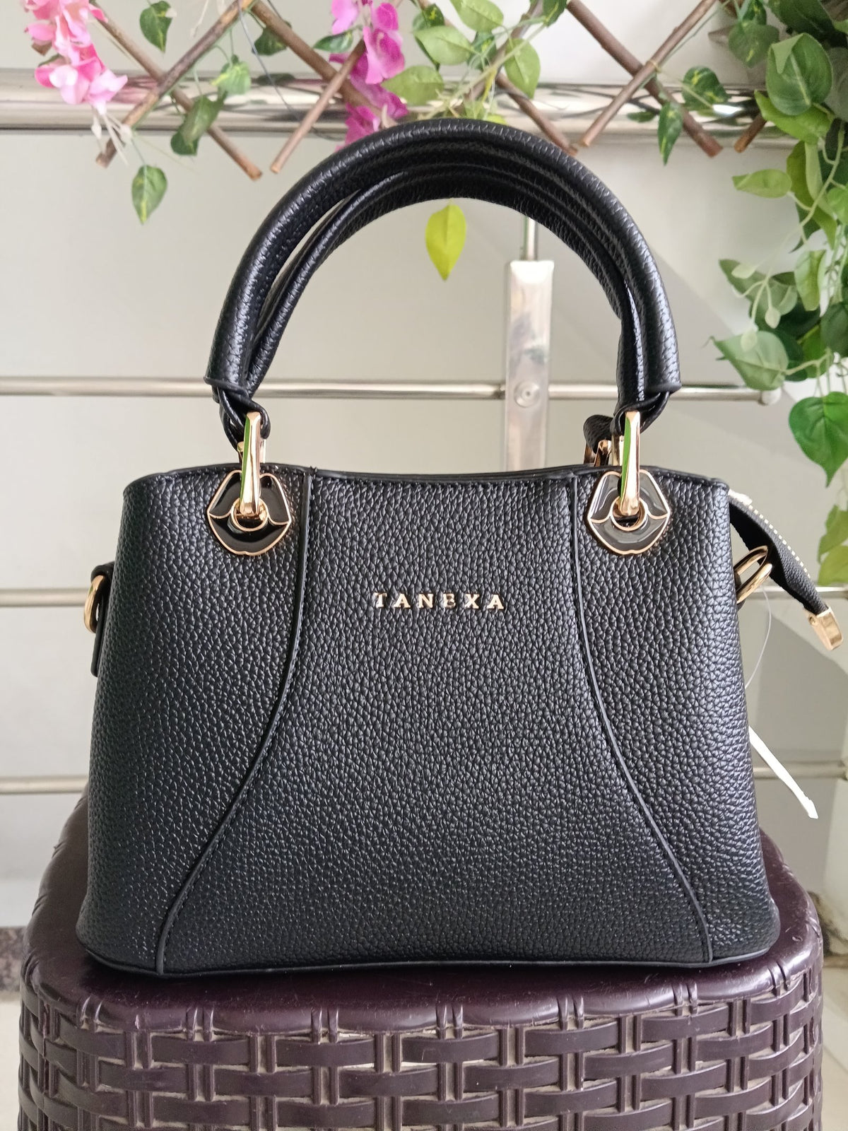 Women Black Baguette Handbags Pu Leather