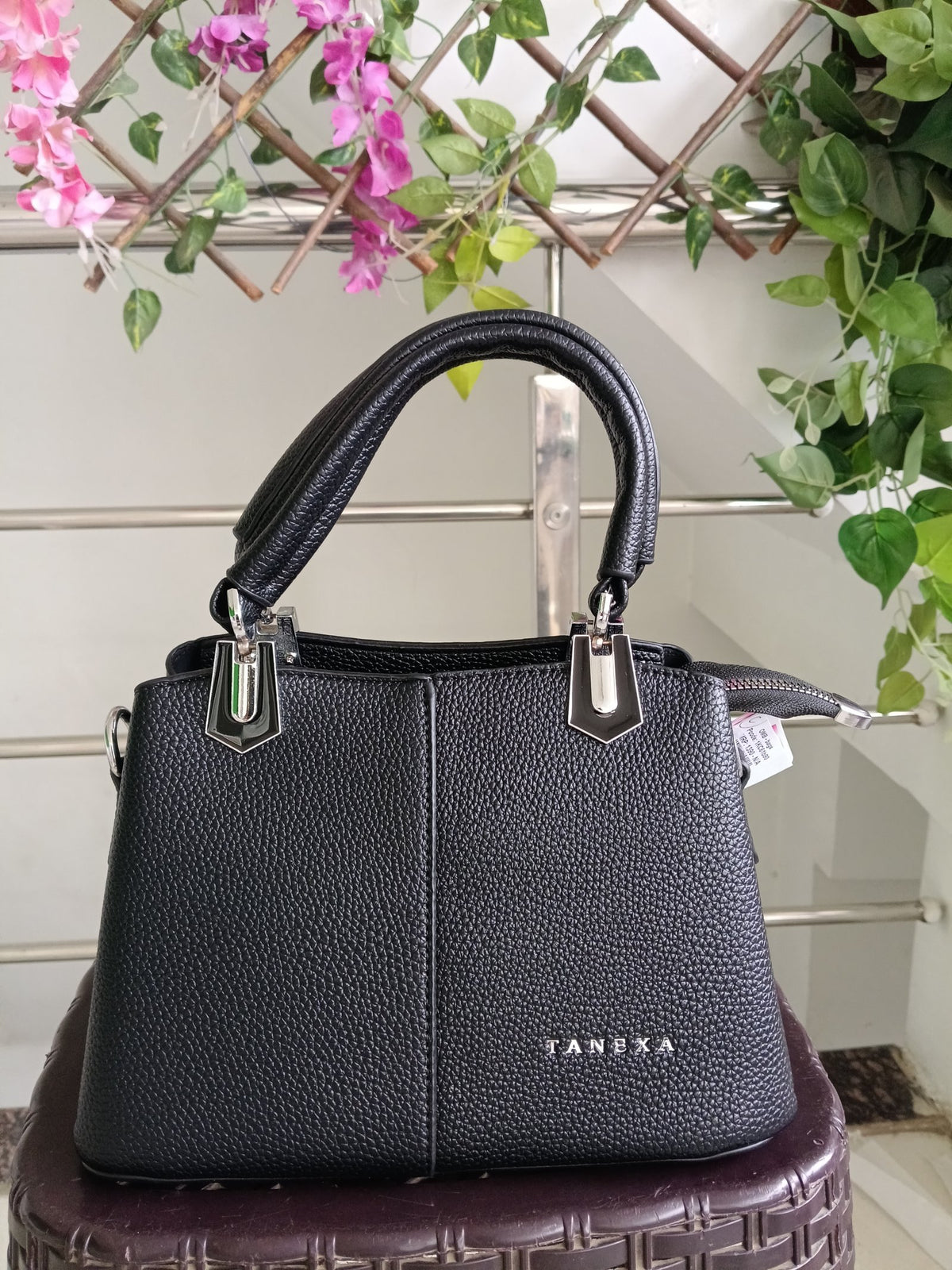 Women Black Baguette Handbags Pu Leather