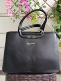 Women Black Baguette Handbags Pu Leather