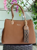 Women Brown Baguette Handbags Pu Leather