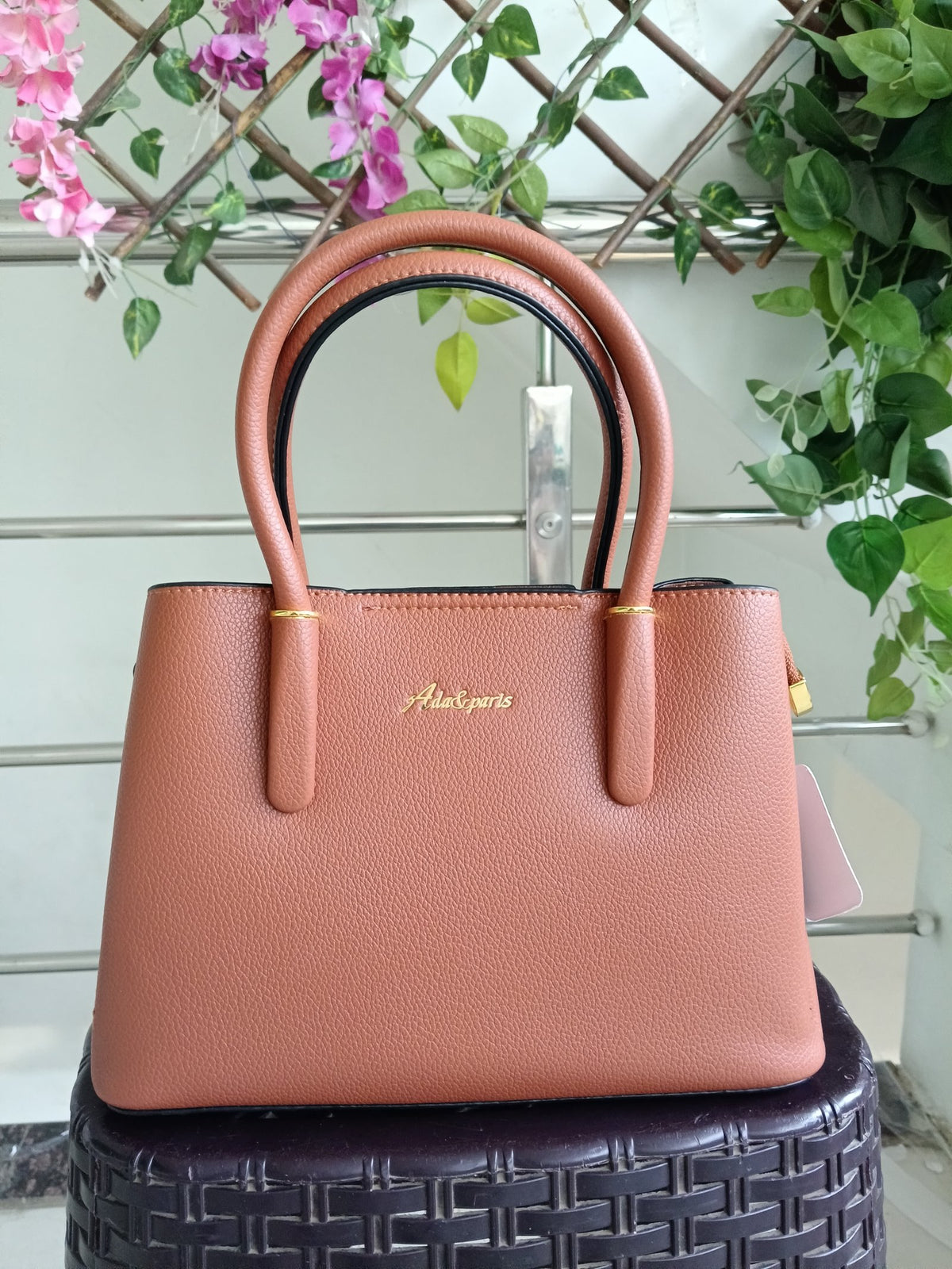 Women Peach Baguette Handbags Pu Leather