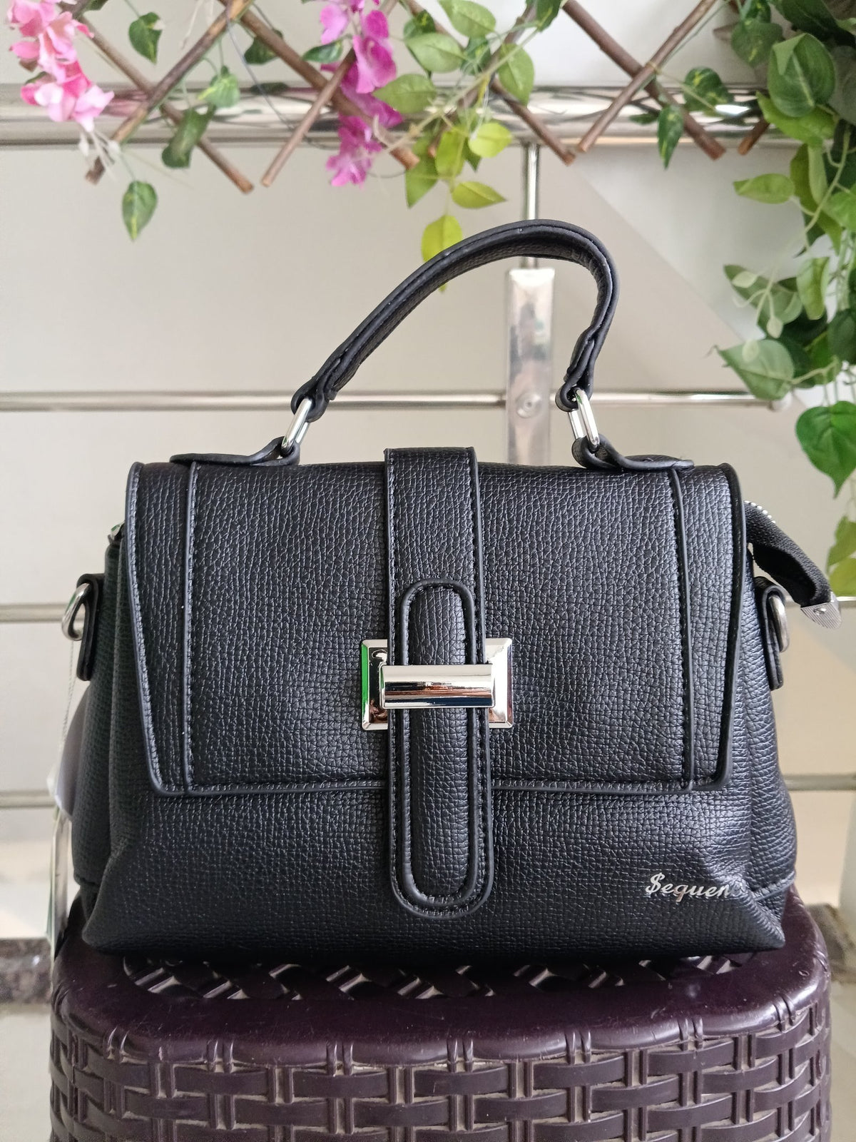Women Black Cross Body Flap Bags Pu Leather