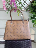 Women Tan Brown Pyramid Tote Pu Leather Handbags