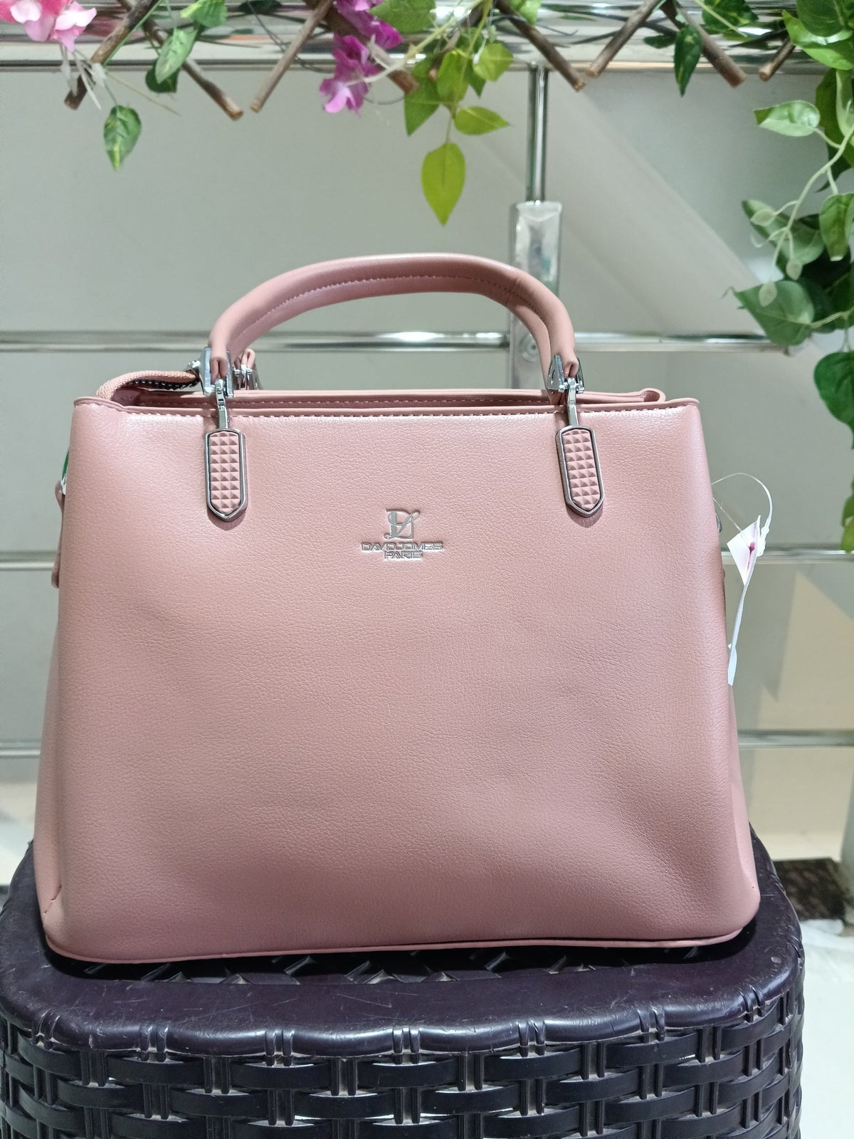 Women Baby Pink  Pu Leather Satchel Bag