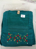 Women Green Embroidered Mul Chanderi Kurta Pant Dupatta