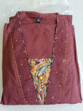 Women Brown Mirror Cotton Kurta Pant Dupatta