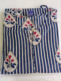 Women Blue Printed Cotton Kurta Pant Dupatta
