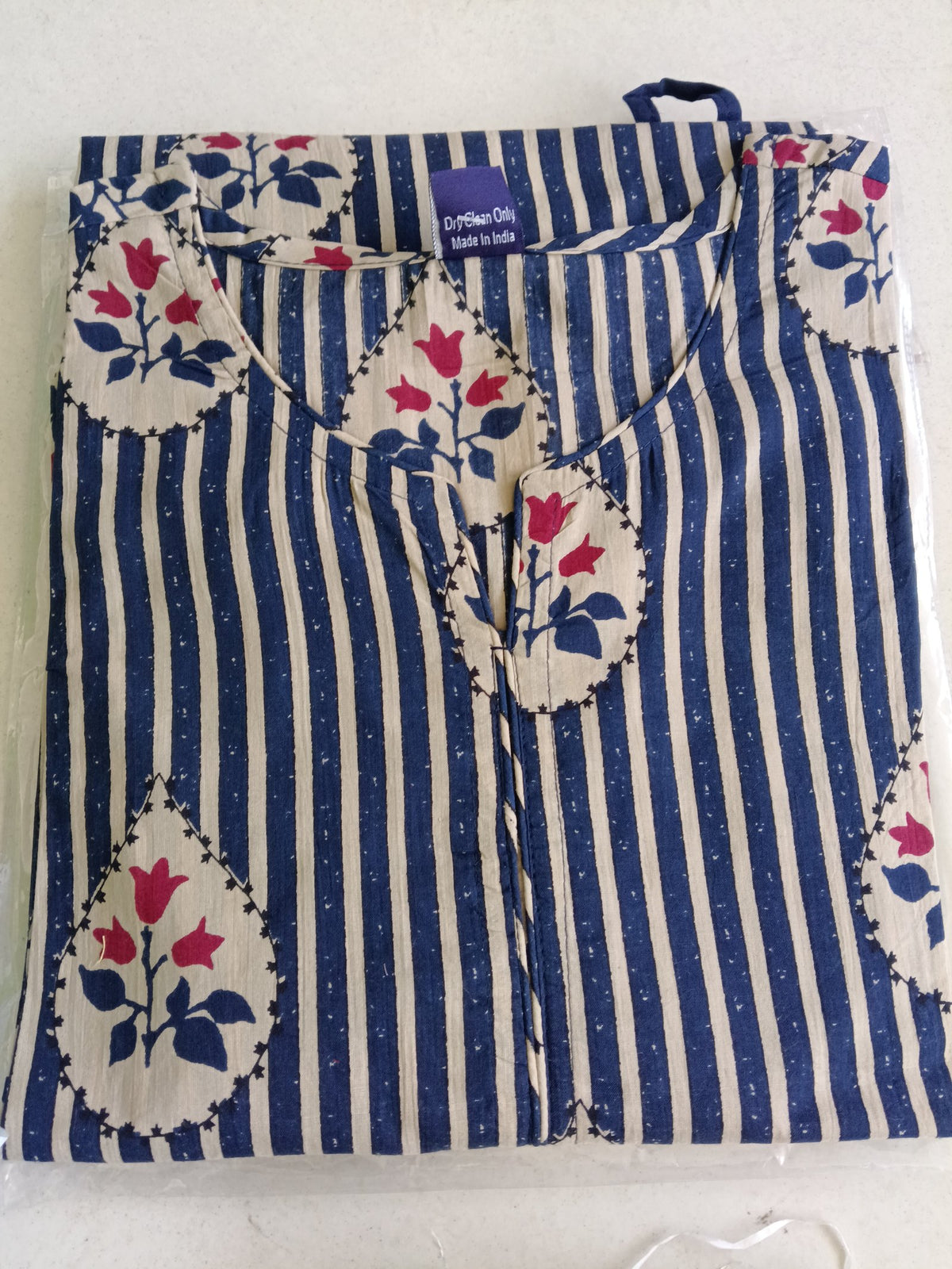 Women Blue Printed Cotton Kurta Pant Dupatta