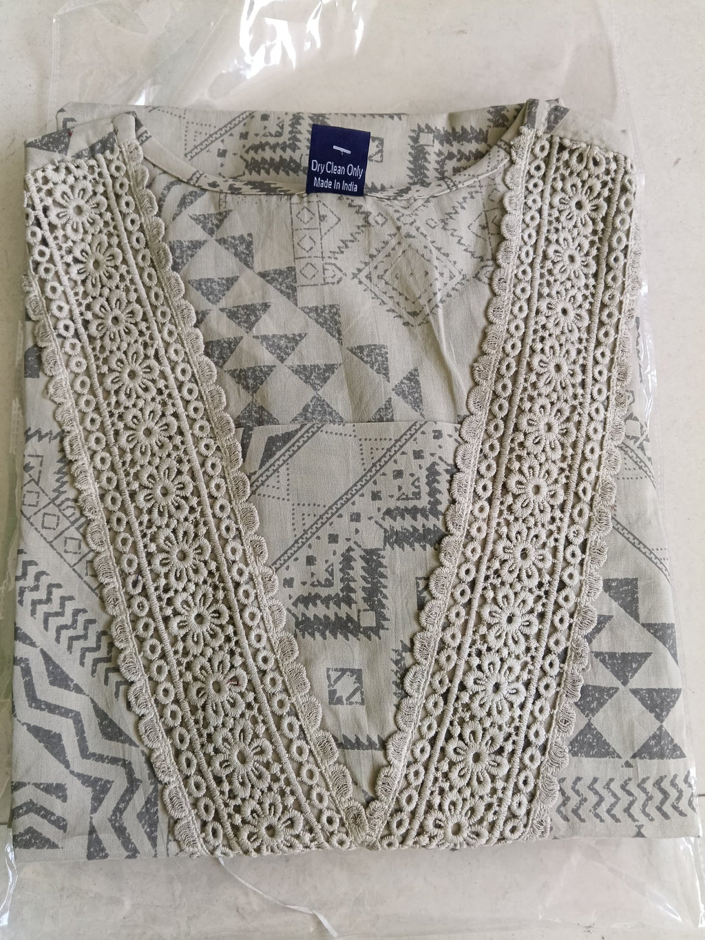 Women Beige Embroidered Cotton Kurta Pant