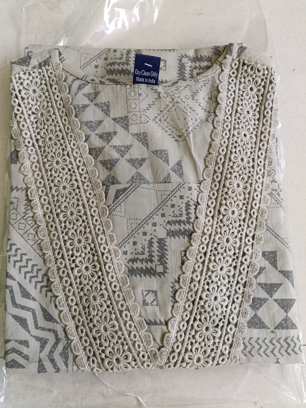 Women Beige Embroidered Cotton Kurta Pant
