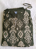 Women Mehandi Printed Cotton Kurta Pant Dupatta