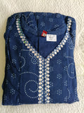 Women Blue Embroidered Cotton Kurta Pant Dupatta