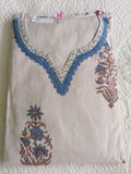 Women Beige Printed Cotton Kurta Pant Dupatta
