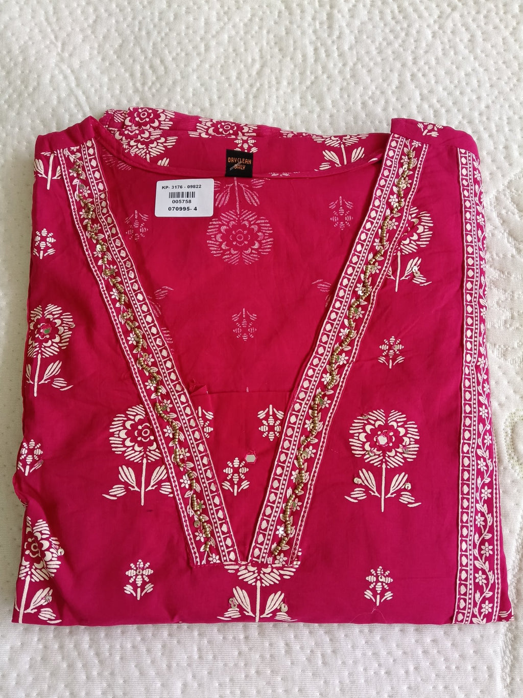 Women Pink Printed Cotton Kurta Pant Dupatta