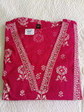 Women Pink Printed Cotton Kurta Pant Dupatta