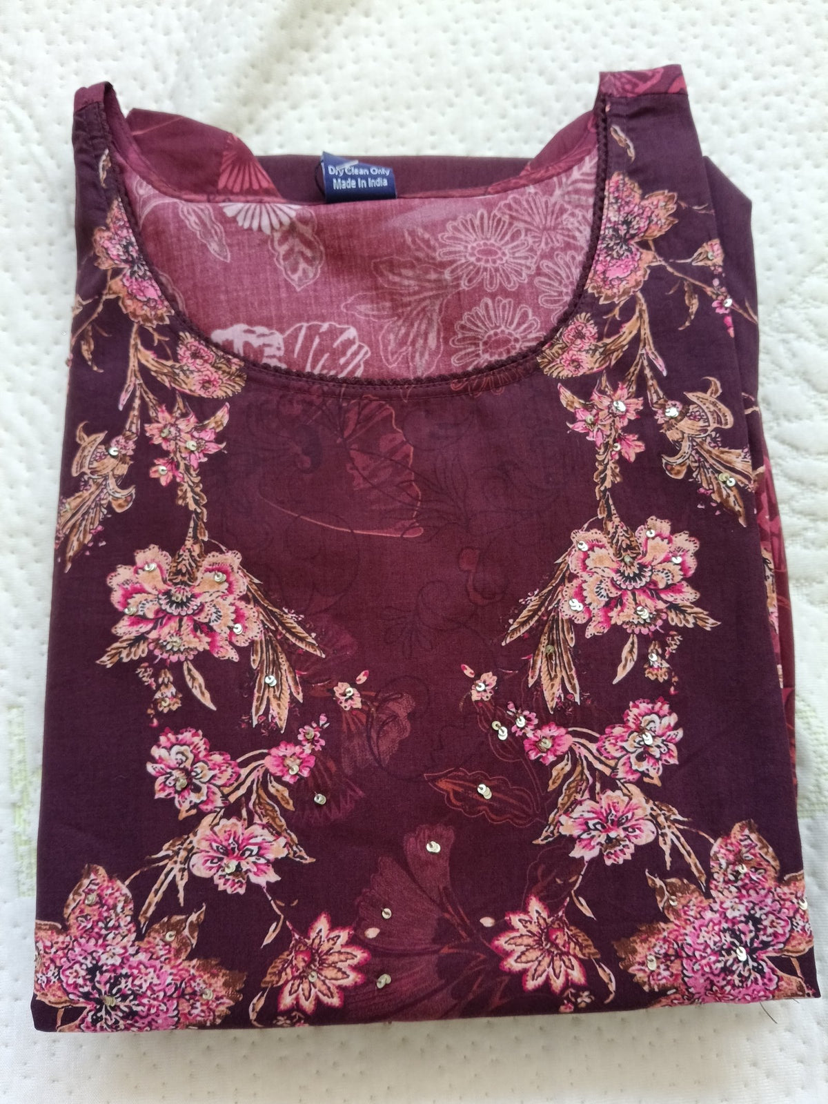 Women Purple Printed Cotton Kurta Pant Dupatta