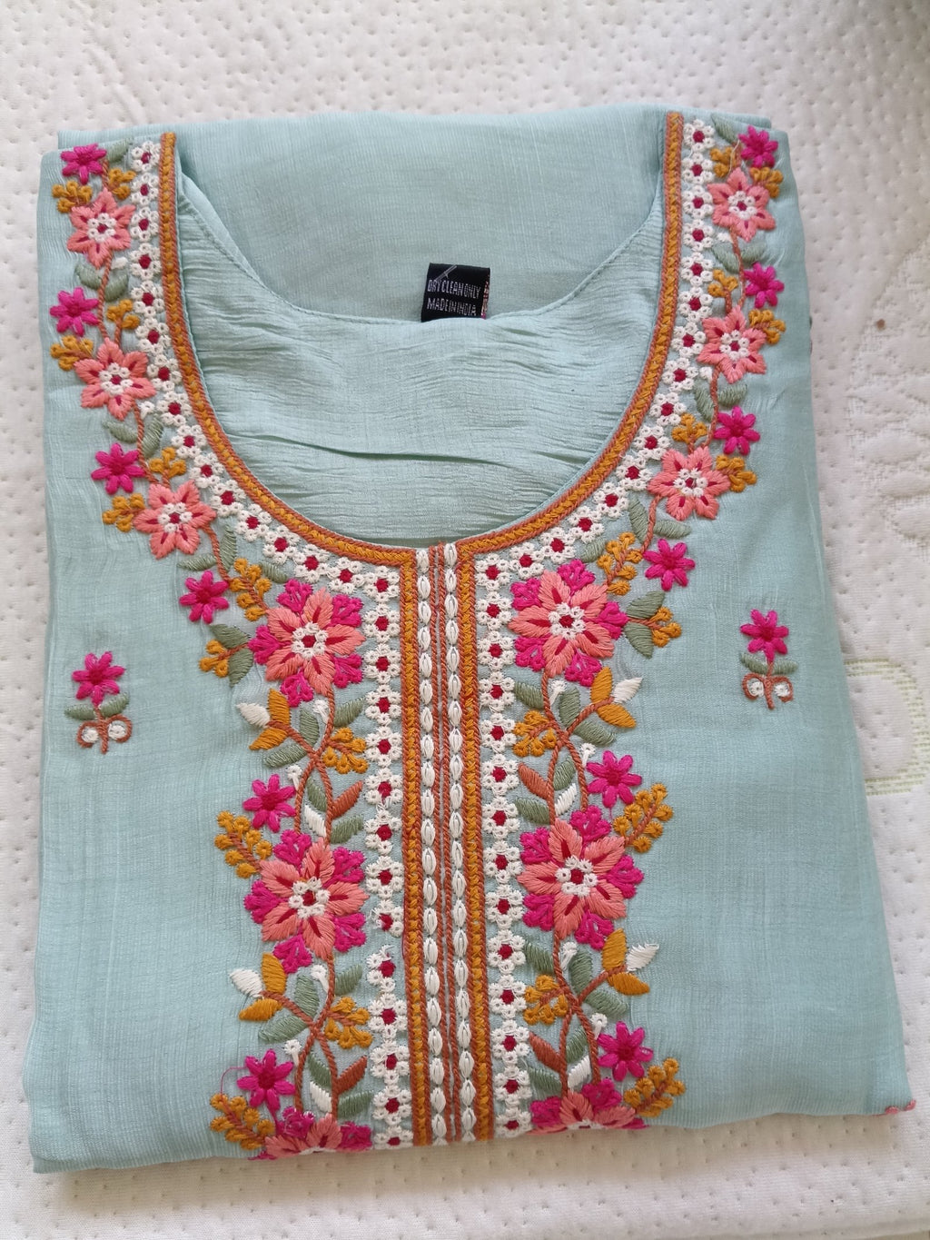 Women Mineral Green Embroidered Cotton Kurta Pant Dupatta