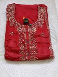Women Rust Embroidered Other Kurta Pant Dupatta