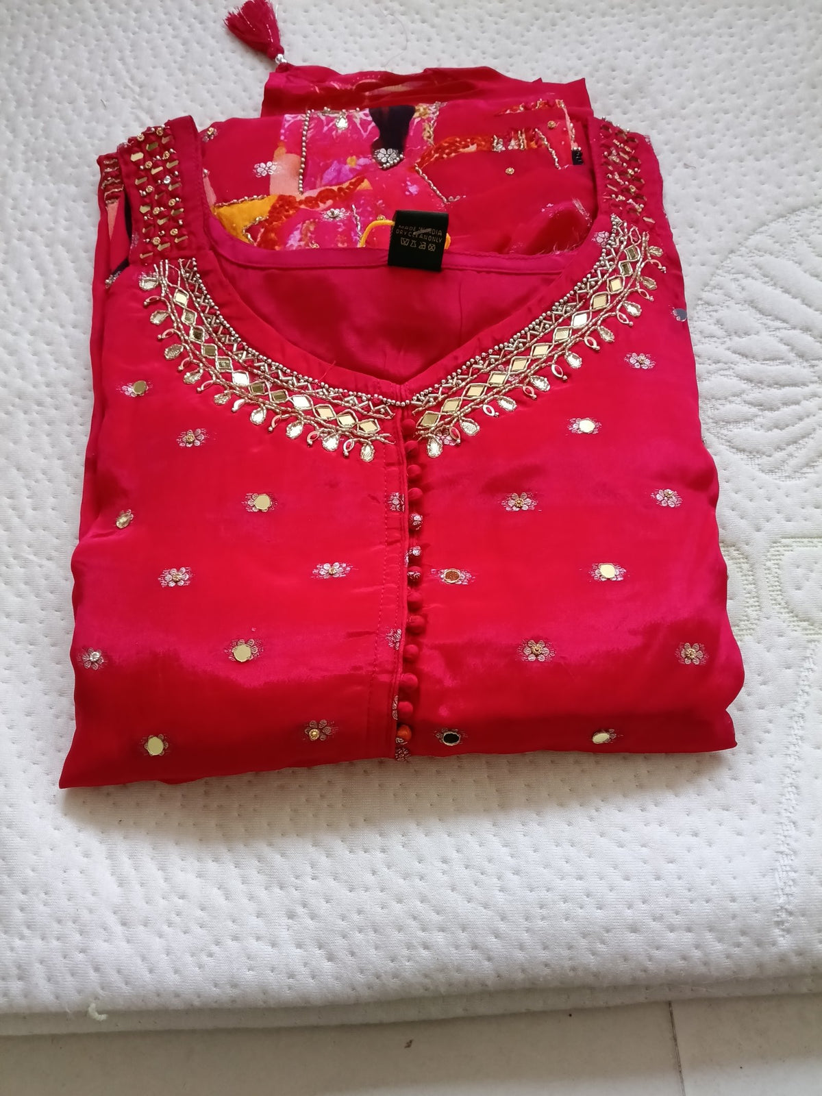 Women Pink Mirror Other Kurta Pant Dupatta