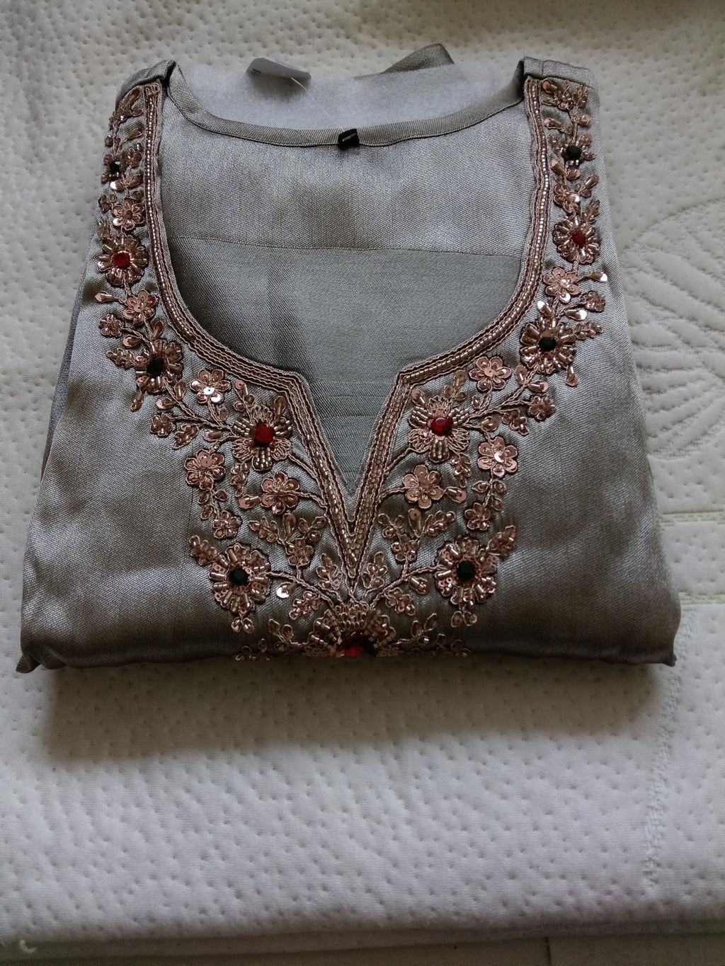 Women Gray Embroidered Other Kurta Pant Dupatta