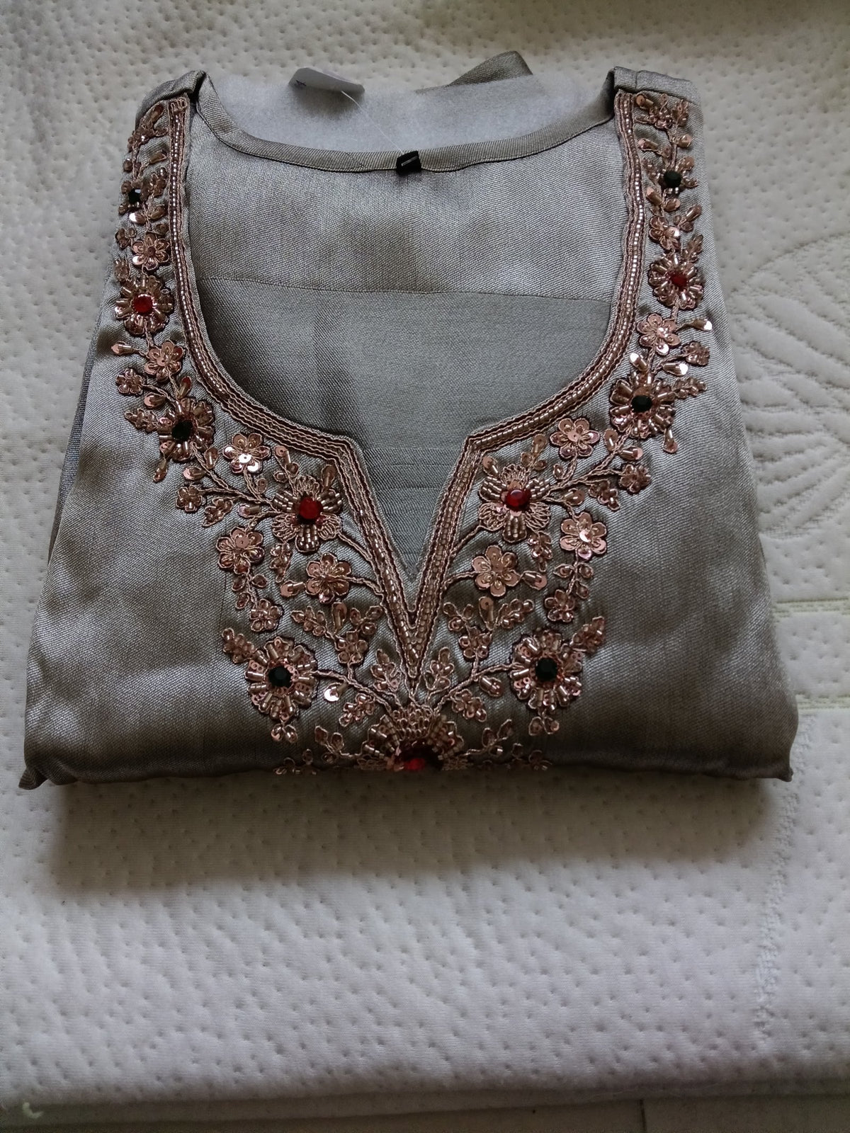 Women Gray Embroidered Other Kurta Pant Dupatta