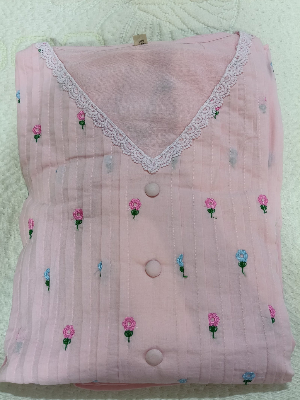 Women Pink Embroidered Cotton Kurta Pant Dupatta