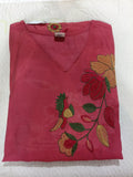 Women Pink Embroidered Cotton Kurta Pant Dupatta