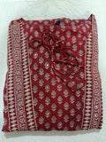 Women Maroon Printed Cotton Kurta Pant Dupatta