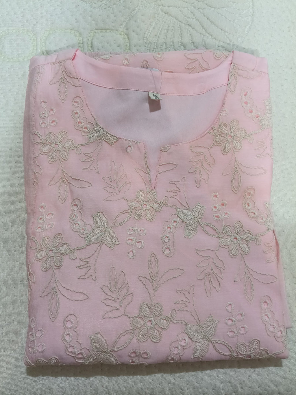 Women Pink Embroidered Cotton Kurta Pant